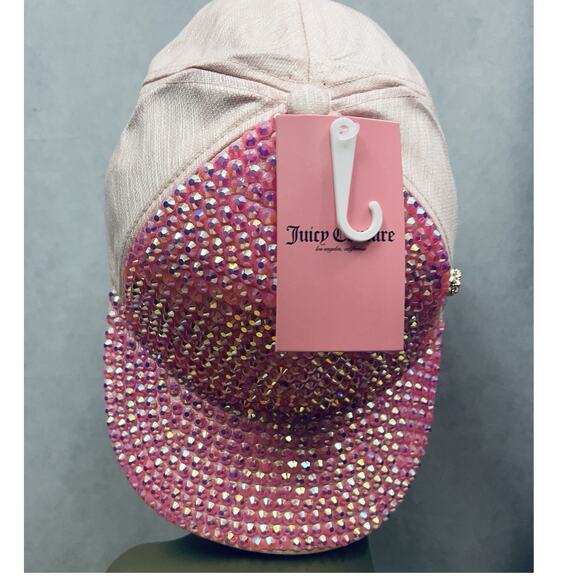 Juicy Couture Rhinestones Heart Women Baseball Hat Cap Pink NWT - Picture 3 of 10